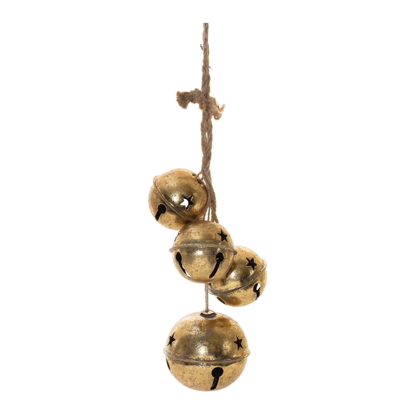 Sleigh Bell Cluster Ornament 16"H Metal/Rope