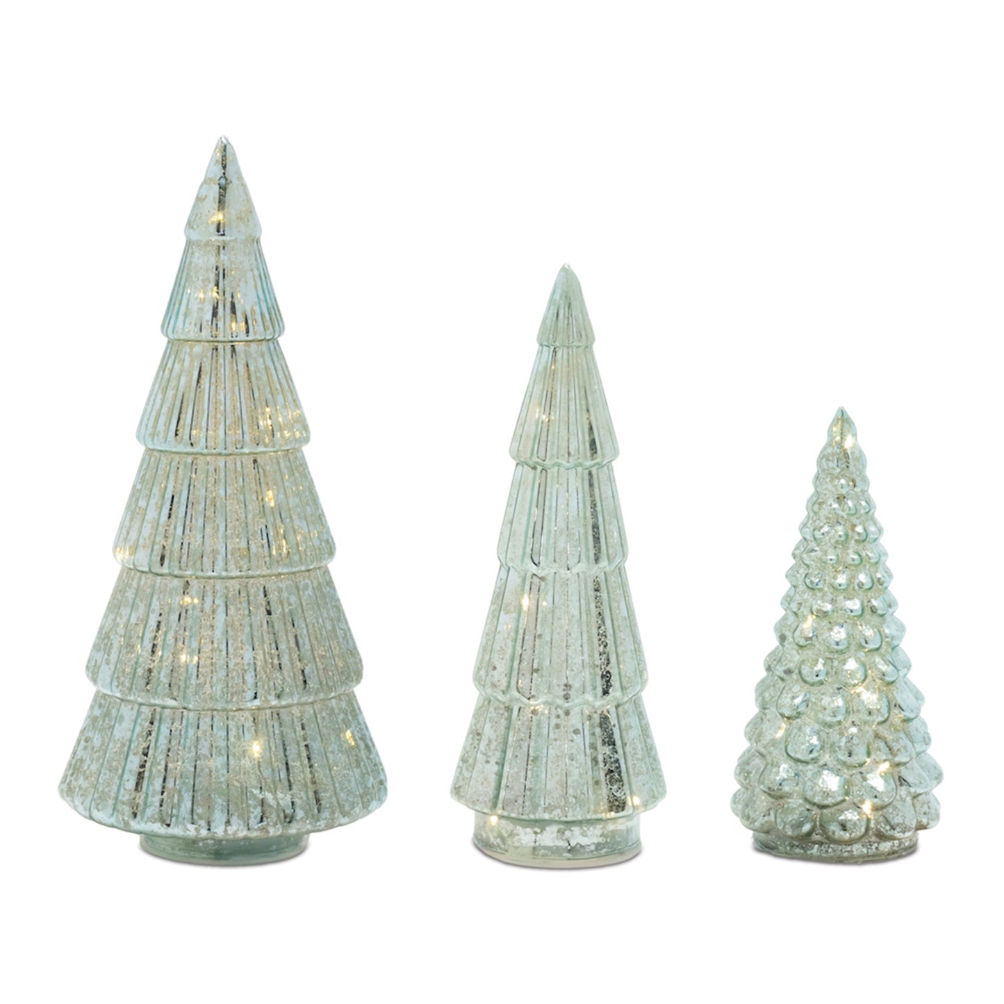 LED Tree (Set of 3) 7.25"H, 9.5"H, 11.5"H Glass 3 AA Batteries Not Included 6 Hr Timer