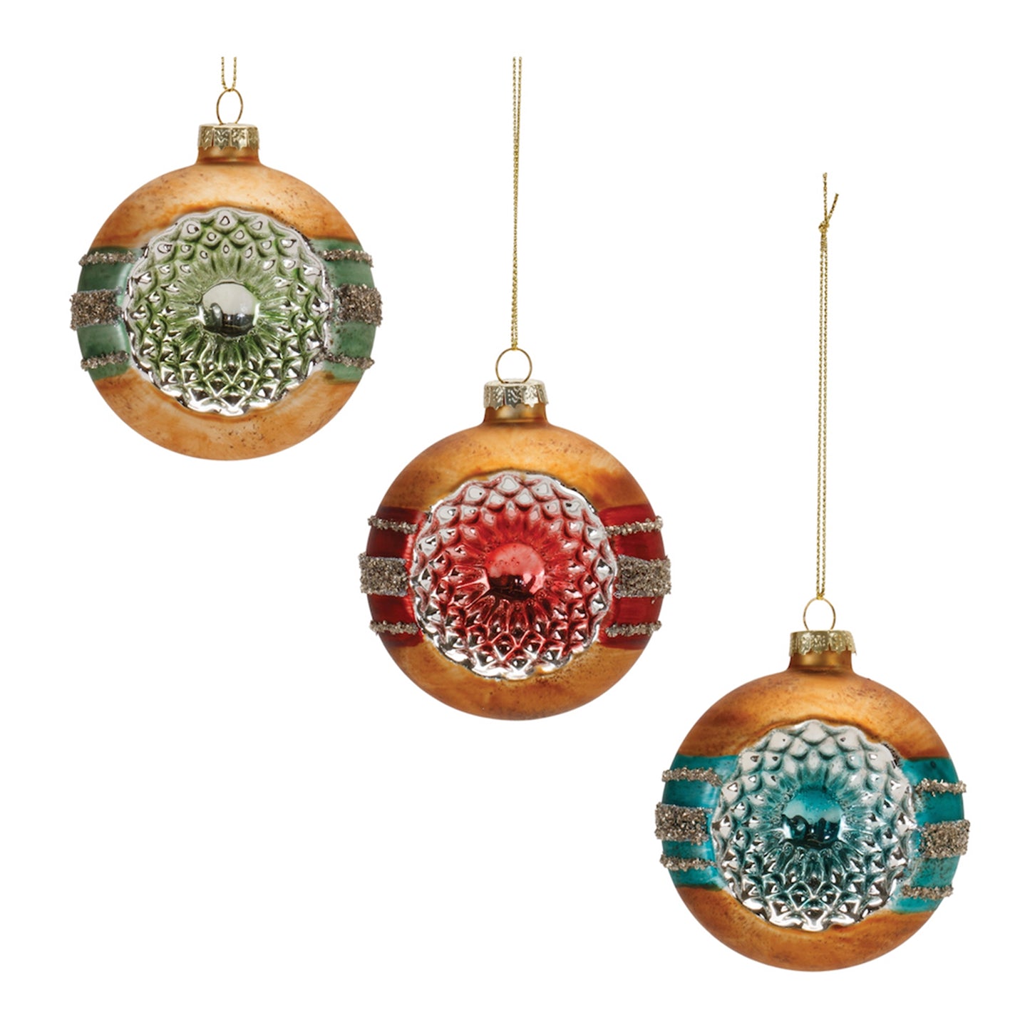 Reflector Ornament (3 Asst) 4"H Glass
