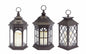 Lanterns w/LED Candle (3 Asst) w/6 Hour Timer 13"H Plastic/Glass