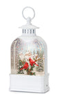 Snow Globe Lantern w/Cardinals 10.5"H Plastic 6 Hr Timer 3 AA Batteries, Not Included)