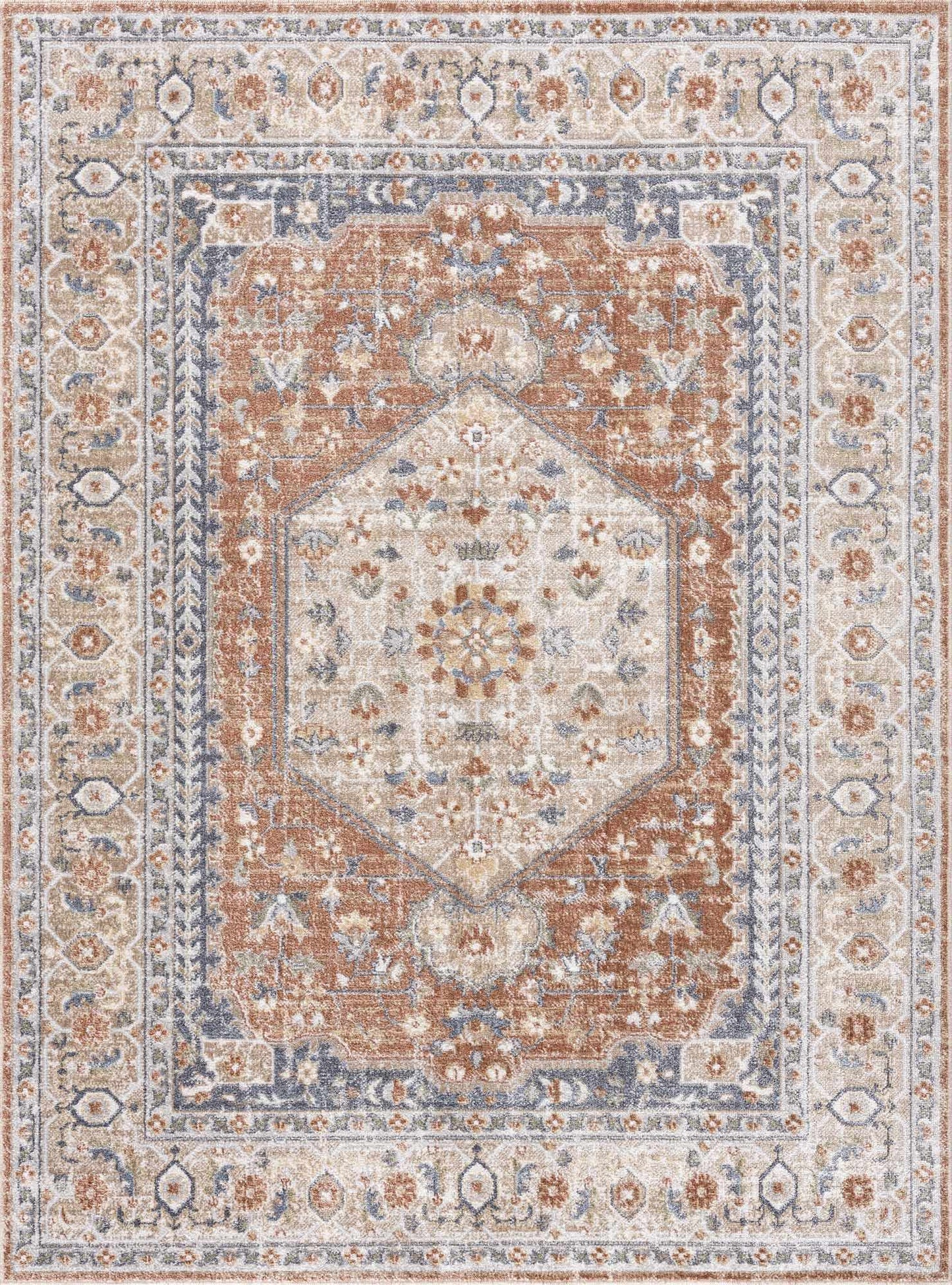Gael Rust Flat Pile Washable Rug