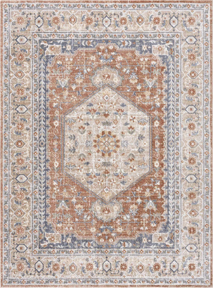 Gael Rust Flat Pile Washable Rug