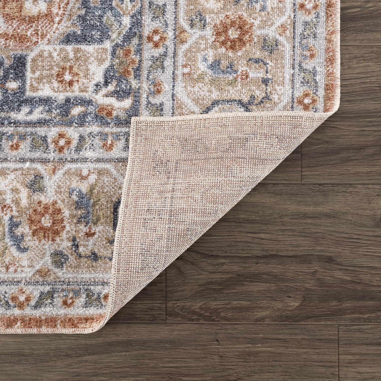 Gael Rust Flat Pile Washable Rug