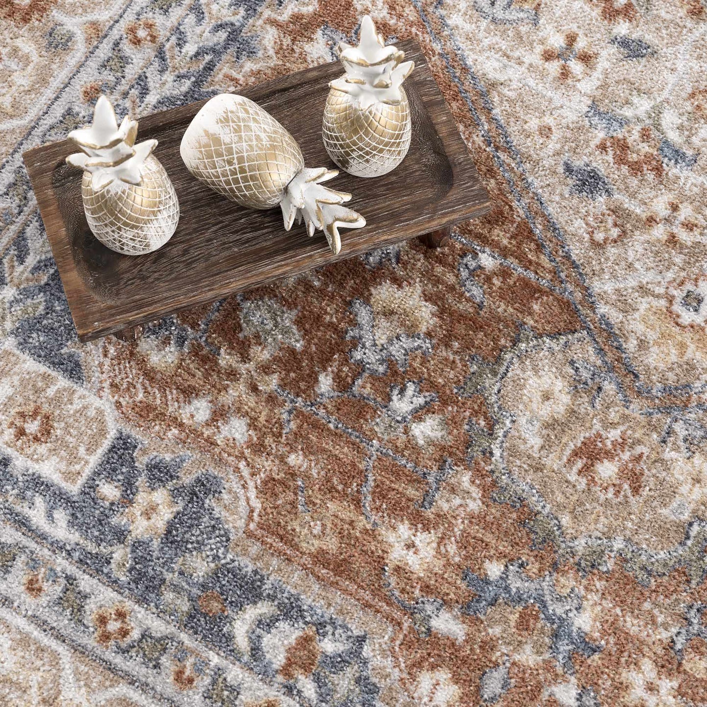 Gael Rust Flat Pile Washable Rug