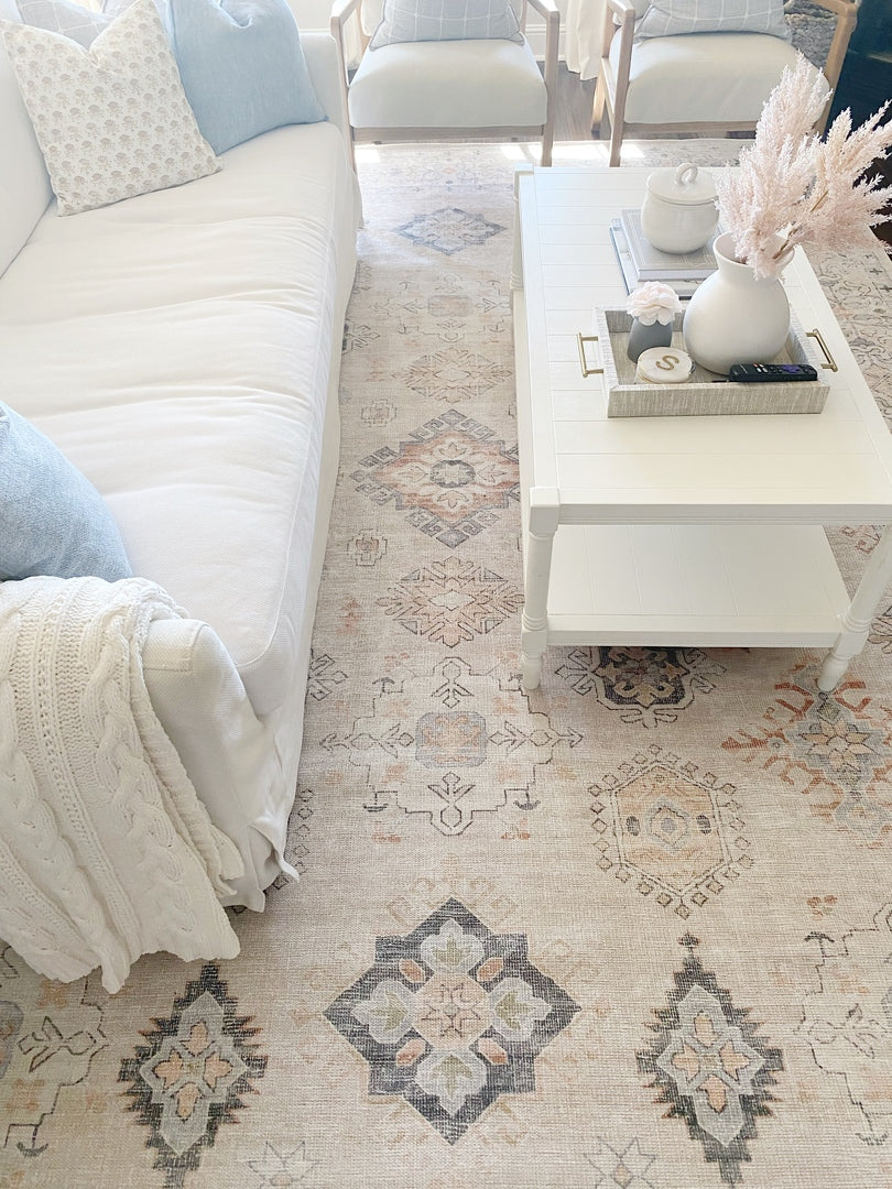 Beige Beckett Vintage Washable Area Rug - Clearance